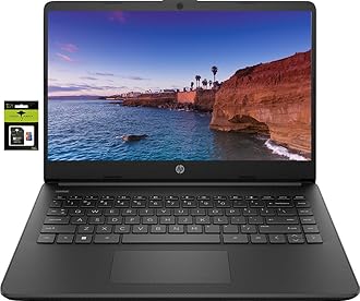 hp 14" Laptop Stream Ultral Light for Students and Business, Quad-core Intel Celeron Processor, 8GB RAM, 256GB Storage (128GB eMMC+128GB Ghost Manta SD Card), 1 Year Office 365, HDMI, Win 11