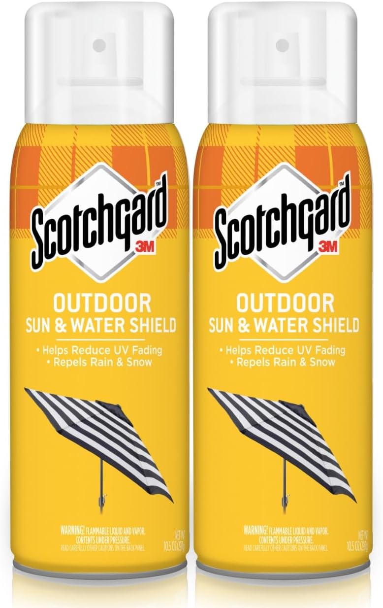 Scotchgard Water & Sun Shield Outdoor Fabric Protector Spray – UV Blocking & Waterproofing Fabric Guard for Patio Furniture, Cushions, Umbrellas, Boat Covers & More, 10.5 oz Aerosol (Pack of 2)