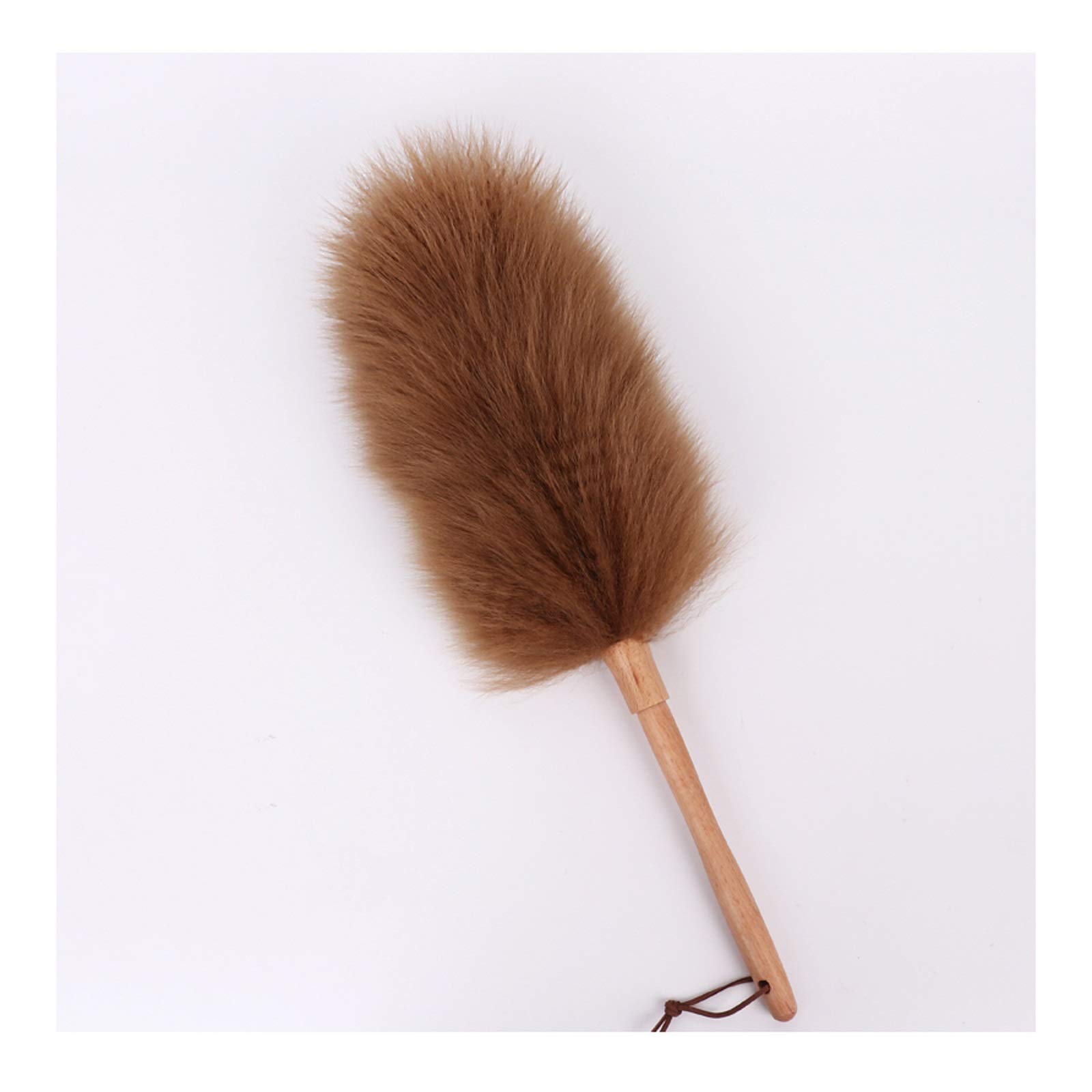 Duster Plumero de lana de cordero puro con mango de madera, plumero de lana de cordero esponjoso, cifrado grueso, antiestático, plumero para el hogar, la oficina y el automóvil, plumero manual de 19