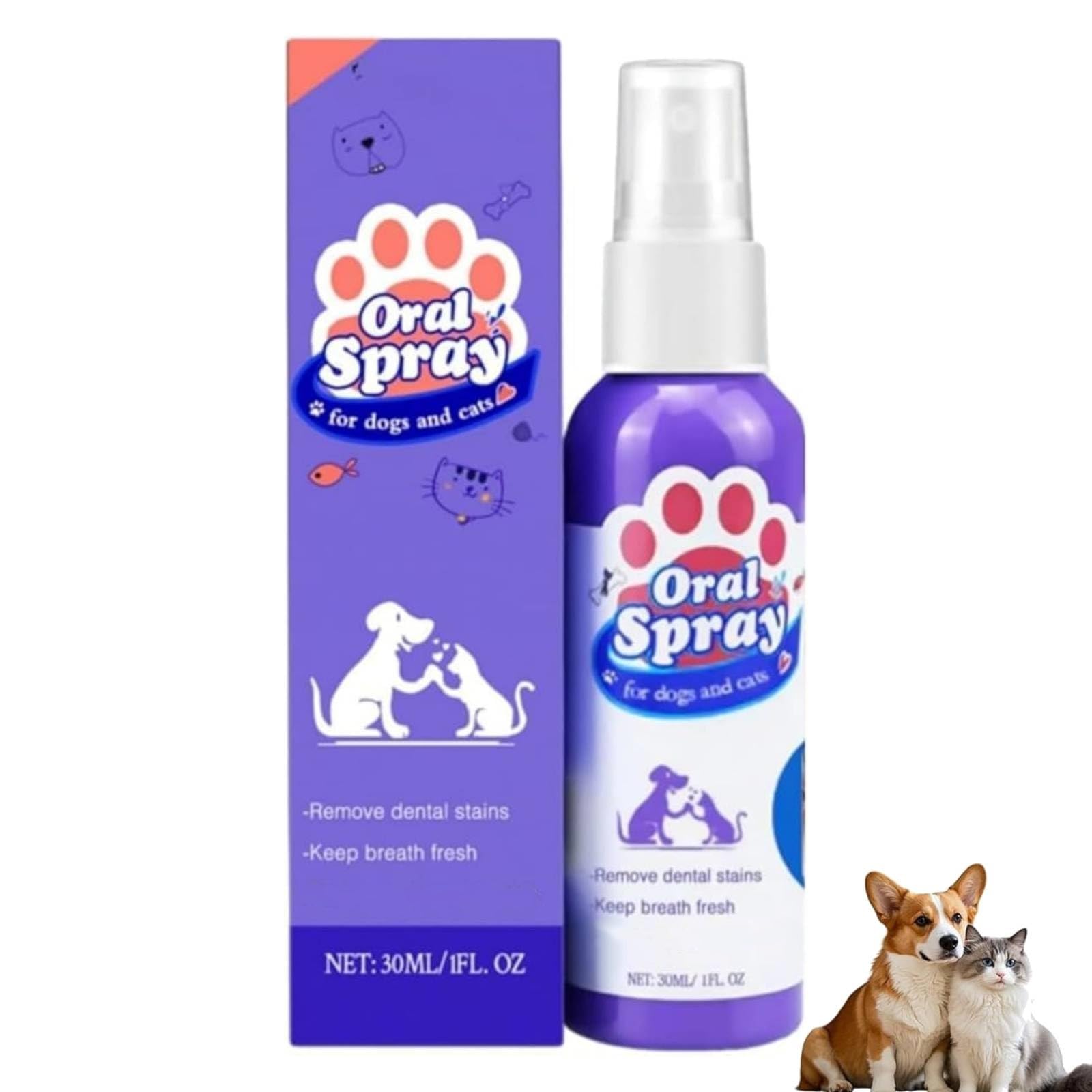 Skavix Pet Oral Spray, Skavix Pet Oral Tartar Remover Spray, Cat & Dog Tartar Remover, Pet Dental Care Spray, Easy Pet Oral Care for Dogs & Cats, Tartar Remover & Supports Gum Health,Easy to Use (1PC)