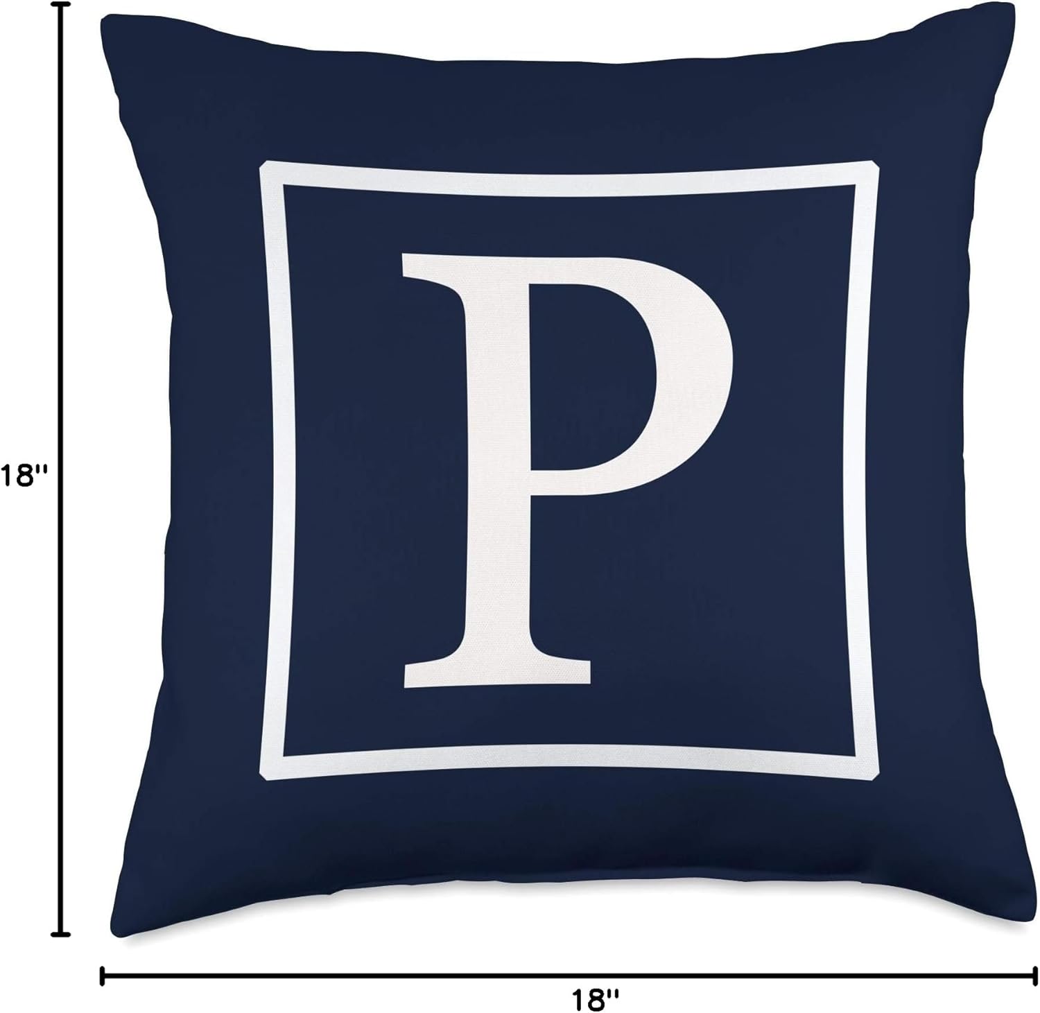 White English Alphabet Letter P Monogram Initial Navy Blue Throw Pillow