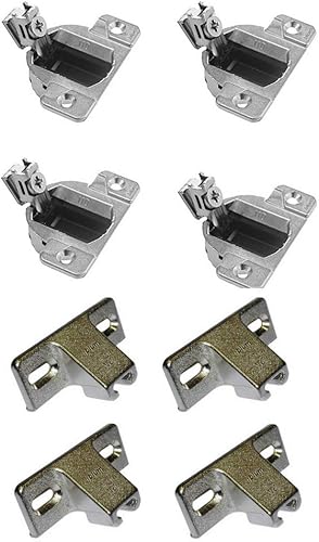 Blum Combo de bisagra de marco de cara superpuesta de 3/4 pulgadas y placa de montaje (4 bisagras + 4 placas)