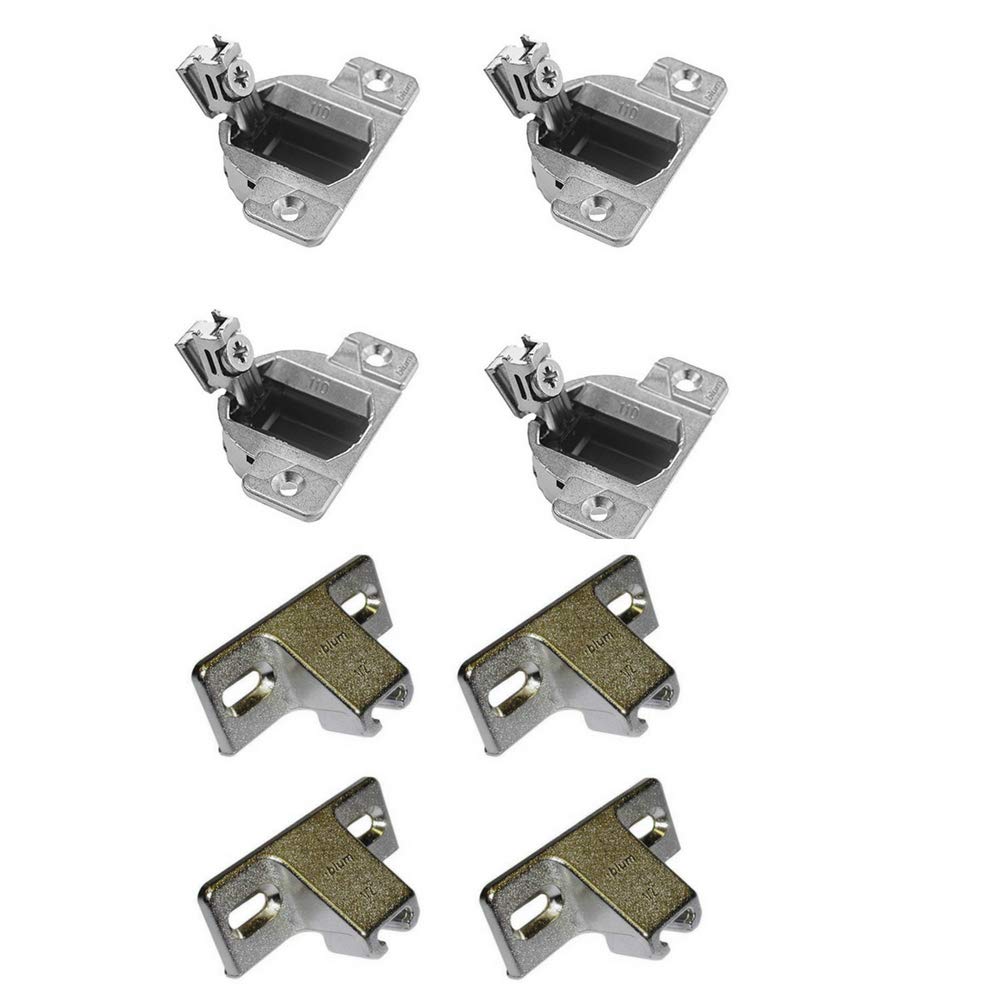 Blum 3/4" Overlay Face Frame Hinge and Mounting Plate Combo (4 Hinges + 4 Plates)