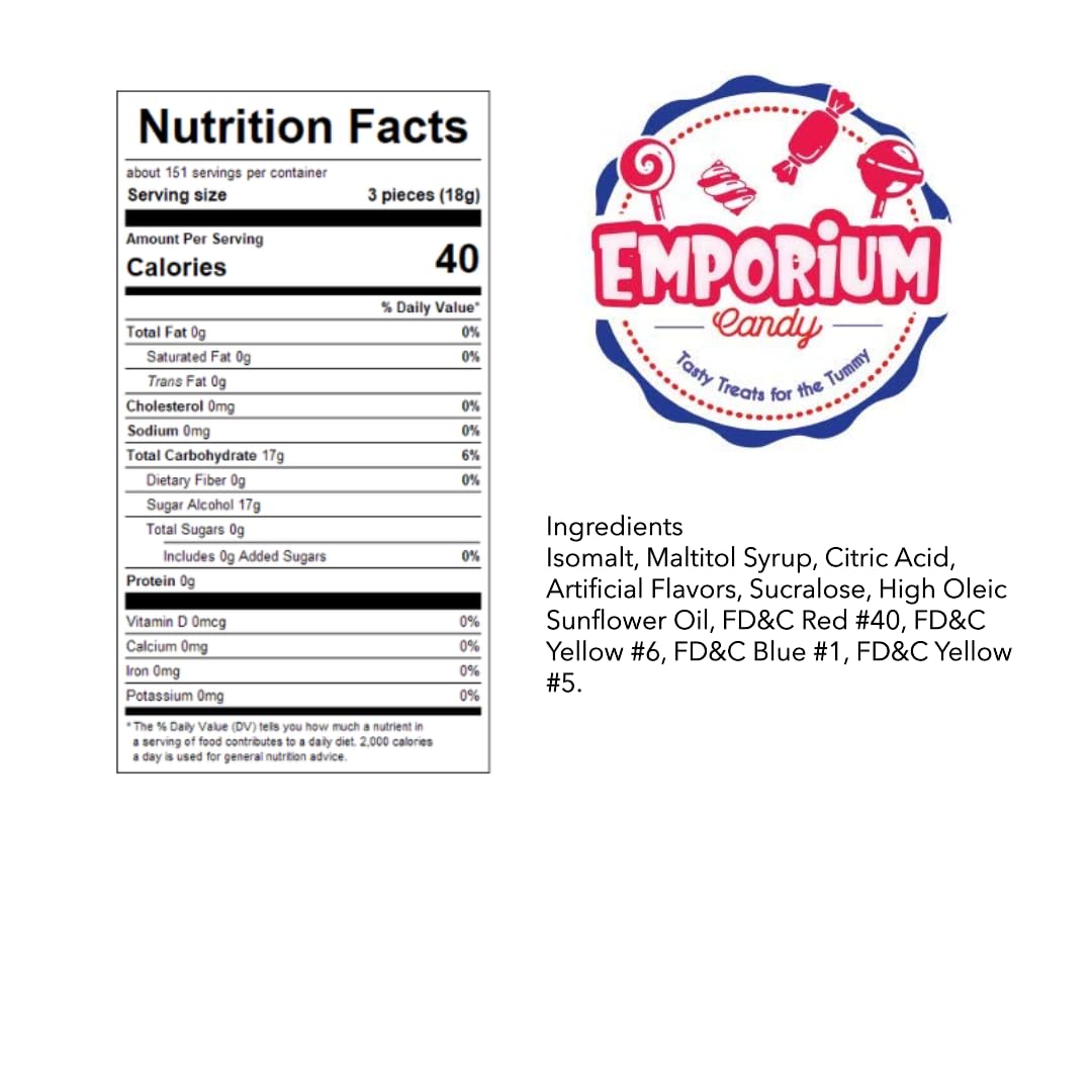 Sugar Free Assorted Fruit Hard Candy Buttons - 1 lb of Fresh Delicious Cherry Orange Lime Blackberry Raspberry Individually Wrapped Candy