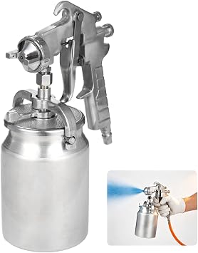 Professional Spray Paint Gun,Siphon Feed Spray Paint Can with 2.0 mm Nozzle,33.8 fl oz High Atomization Adjustable Dosage Paint Spray Can,Ultra-Fine Airbrush with Cleaning Brush for Car,Wall Painting