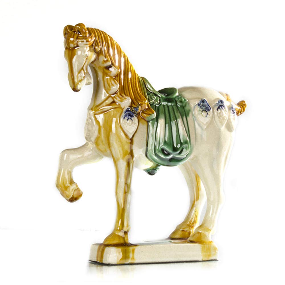 Centerpieces ozdoby dom blat biurko dekoracje figurka, ceramiczne ozdoby do dekoracji wnętrz rękodzieło prezenty ozdoby konia @ niebieski (kolor: biały)
