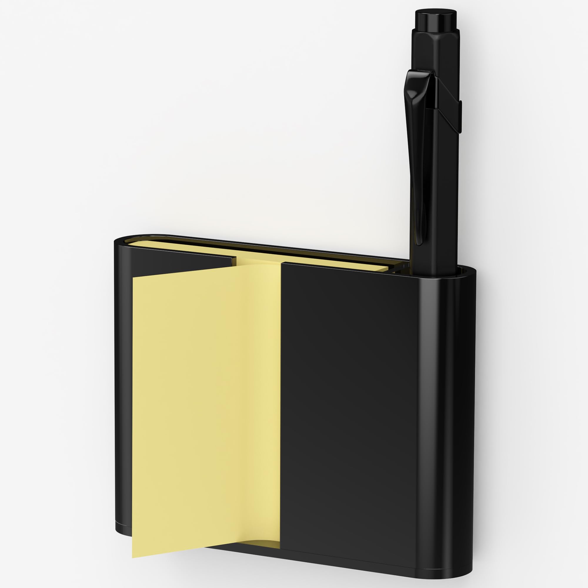 Acrylic Sticky Note Dispenser, Magnetic Sticky Note Holder, 3 x 3 Inch Sticky Note Pen Organizer for Office Home Classroom, Black