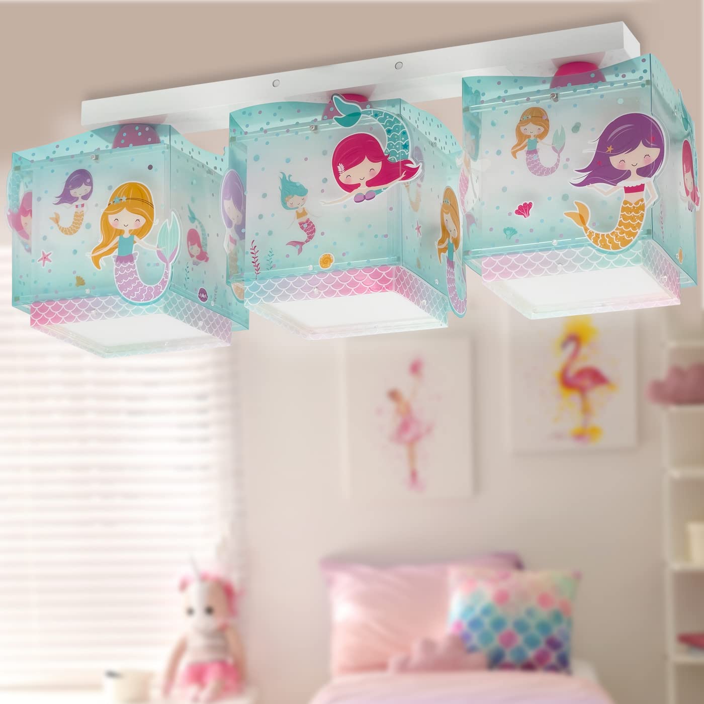 Dziecięca lampa sufitowa Dalber z 3 światłami i syrenami