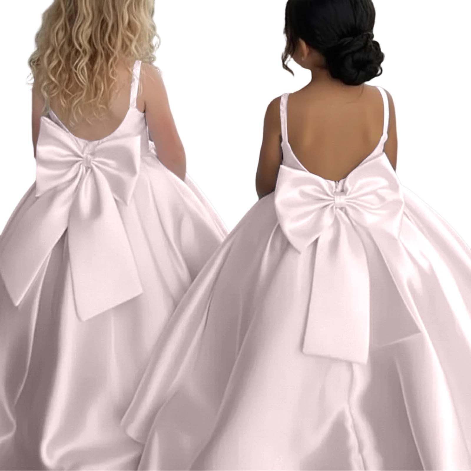 Generisch Elegante abito da bambina con slitta cattedrale, per fotografia di nozze, concorso, abbigliamento formale, abito da principessa, abito da festa, gonna in tulle