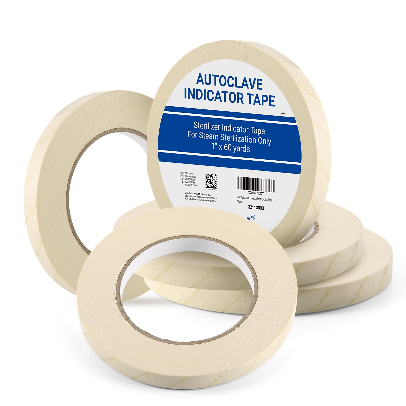 JMU 36 Roll Autoclave Tape, 1'' x 60 Yards, Sterilization Indicates Tape for Steam Sterilization