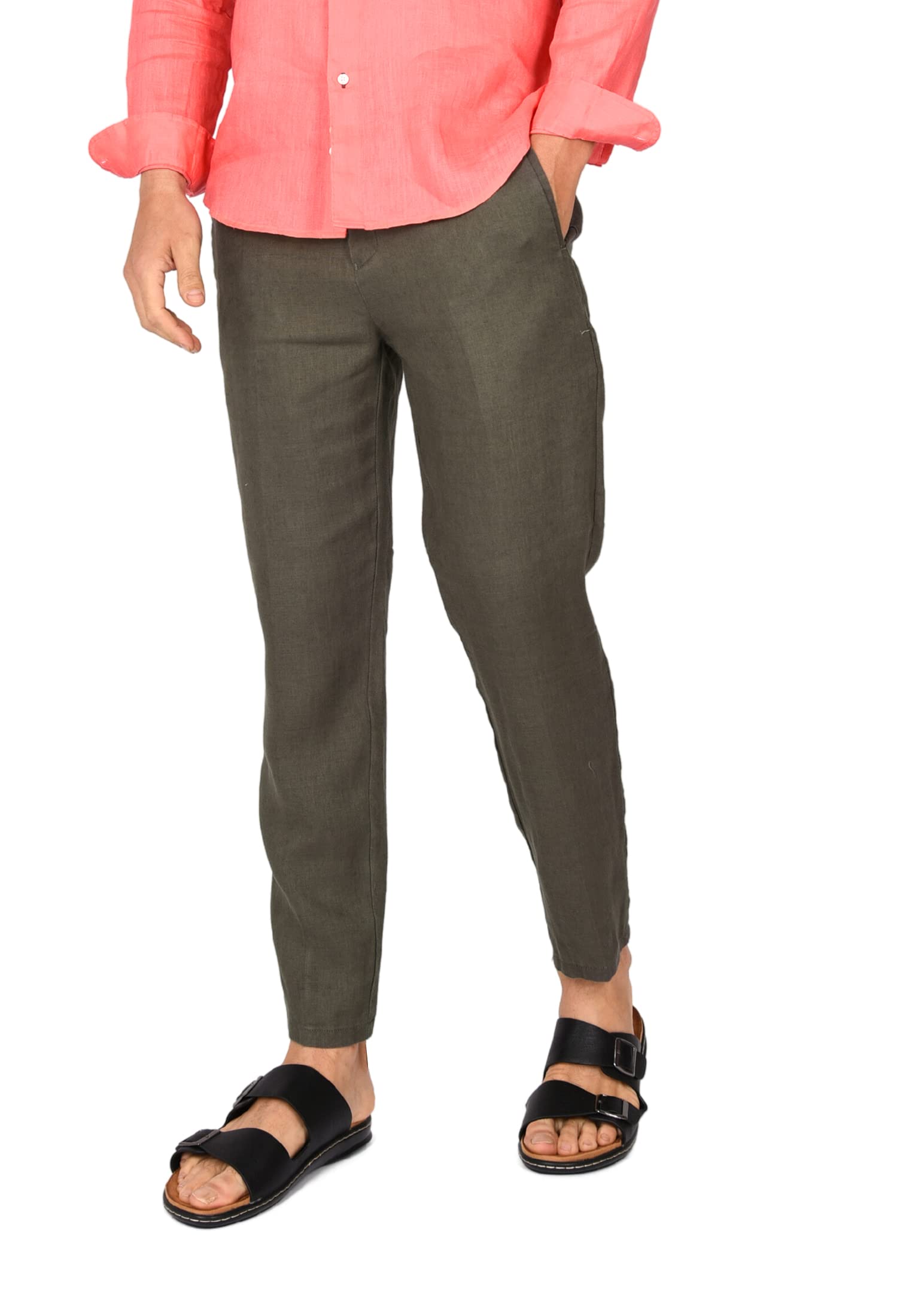 Ciabalù Pantalone Uomo Lino Elegante Pantaloni Capri Estivo Fresco e Comodi Tasca America Taglie Forti