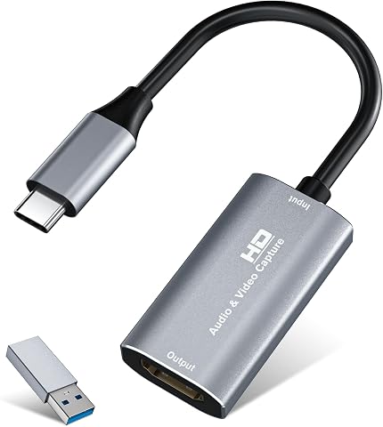 Video Capture Card, 4K USB3.0 HDMI to USB-C, 1080P60FPS HDMI Capture Card for St