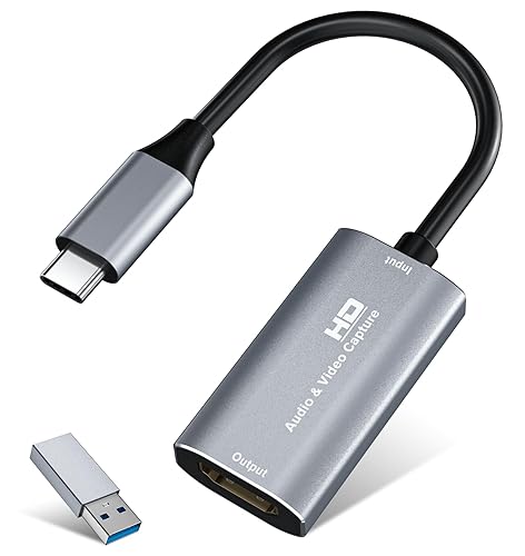 VIXLW Video Capture Card, 4K USB3.0 HDMI to USB C, 1080P 60FPS Capture Card for Streaming, Gaming, Video Recording Compatible with Switch, Xbox, PS4, OBS, Windows, Mac OS, Zoom(Silver) - USB3.0