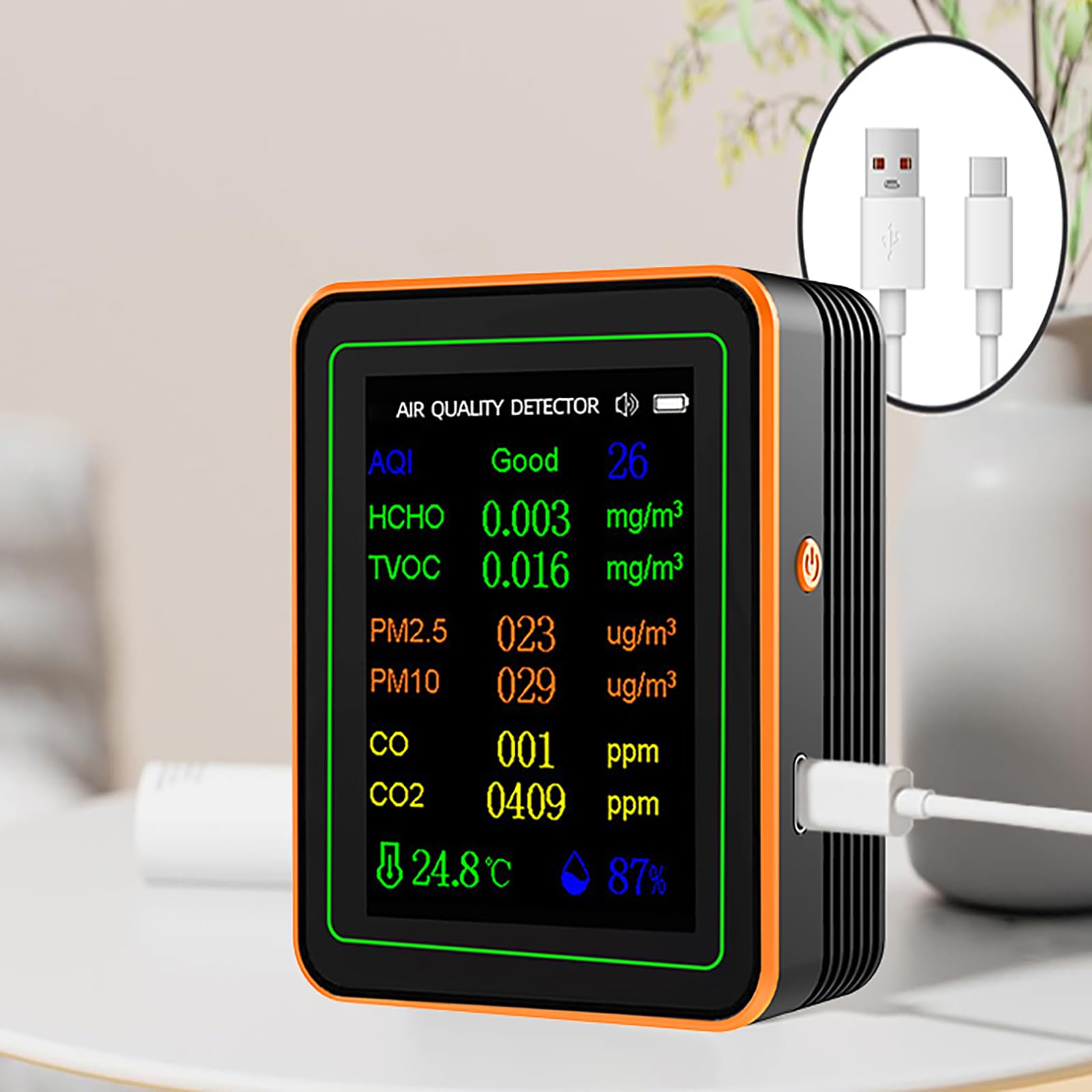 HCHO TVOC Tester CO2 Detektor powietrza z brzęczykami do domowego miernika zanieczyszczenia powietrza Tester wielokrotnego ładowania