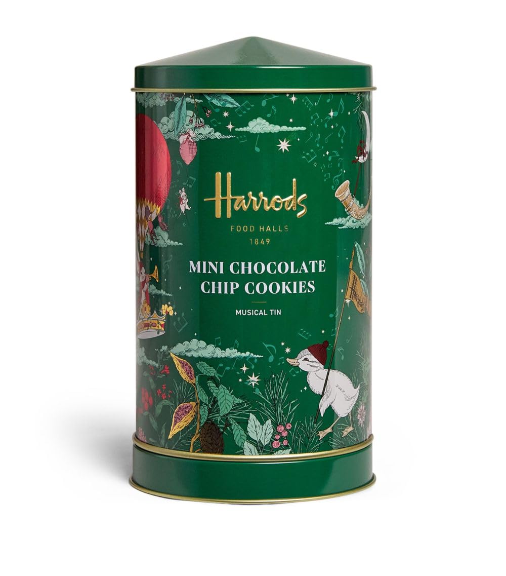 Harrods All Butter Mini Chocolate Chip Cookies, 200g, Musical Tin 
