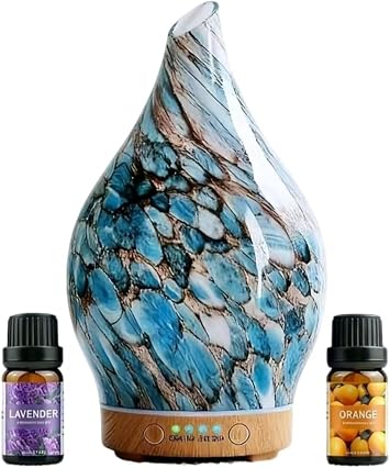 Glass Essential Oil Diffuser & Cool Mist Humidifier - Soundwave Technology Aromatherapy Device with Auto-Off/6 Runtime, Essential Oil Diffuser Suitable for Sleep Aid, Yoga, Spa