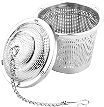 UPKOCH Stainless Steel Tea Ball Strainer Soup Seasonings Spice Separated Basket Filter Cooking Infuser With Chain Hook For Brewing Loose Leaf Tea Spice Herb 6.5cm