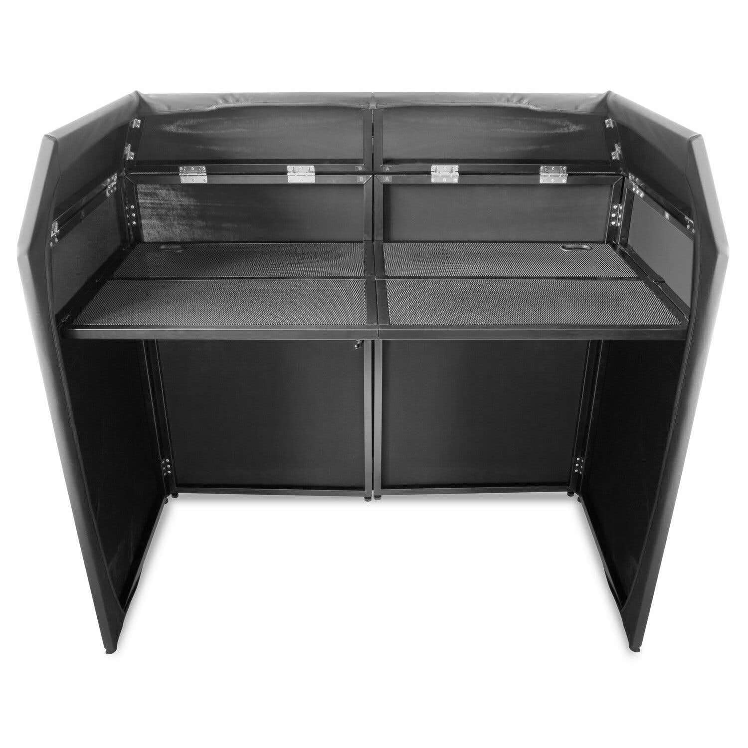 Vonyx DB3 DJ Pult, großer mobiler DJ Tisch klappbar, 146 x 73 x 132 cm, inklusive Tragetasche und weißer und schwarzer Husse DJ Booth, faltbar DJ Equipment, DJ Table, DJ Stand mit Husse