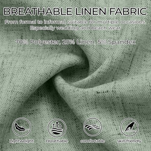 Men's Casual Linen Suit Set 2 Piece Slim Fit Wedding Suits Prom Groomsmen Suit Tuxedos Beach Suits Vest Pants2