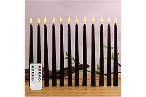 duduta Black Flameless Taper Candles with Remote