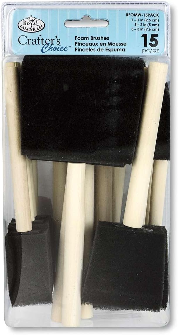 15 x Assorted Sizes Foam Paint Brush, Sponge Paint Brush Set with