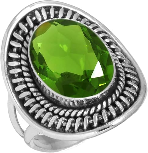Amazon 925 スターリング 銀 女性たち 宝石 ペリドット 石英 リング サイズ 20 99023 Per R10 5 リング 通販