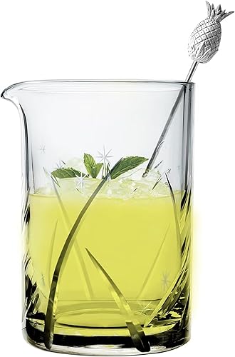 Miniatura 7 de Homestia Vaso mezclador profesional de cóctel de 24 onzas con fondo extra grueso, patrón de copo de nieve, vaso mezclador de vidrio, jarra