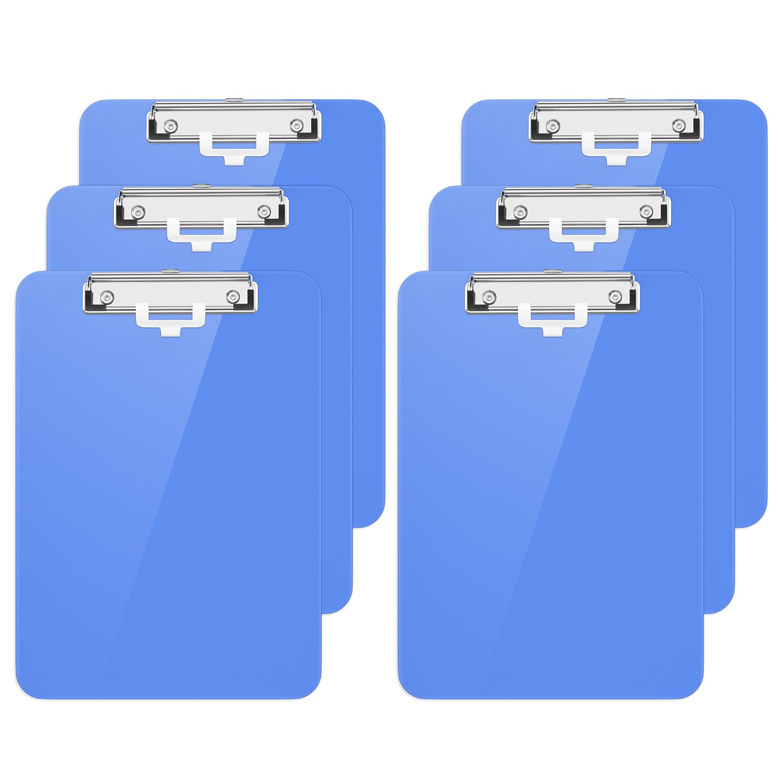 Hongri Plastic Clipboard with Pen Holder, Blue 8.5x11 Letter Size Clip Board for Classroom, Office, Students, Nurses and Women, Low Profile Clip, Size 12.5 x 9 in(Pack of 6)