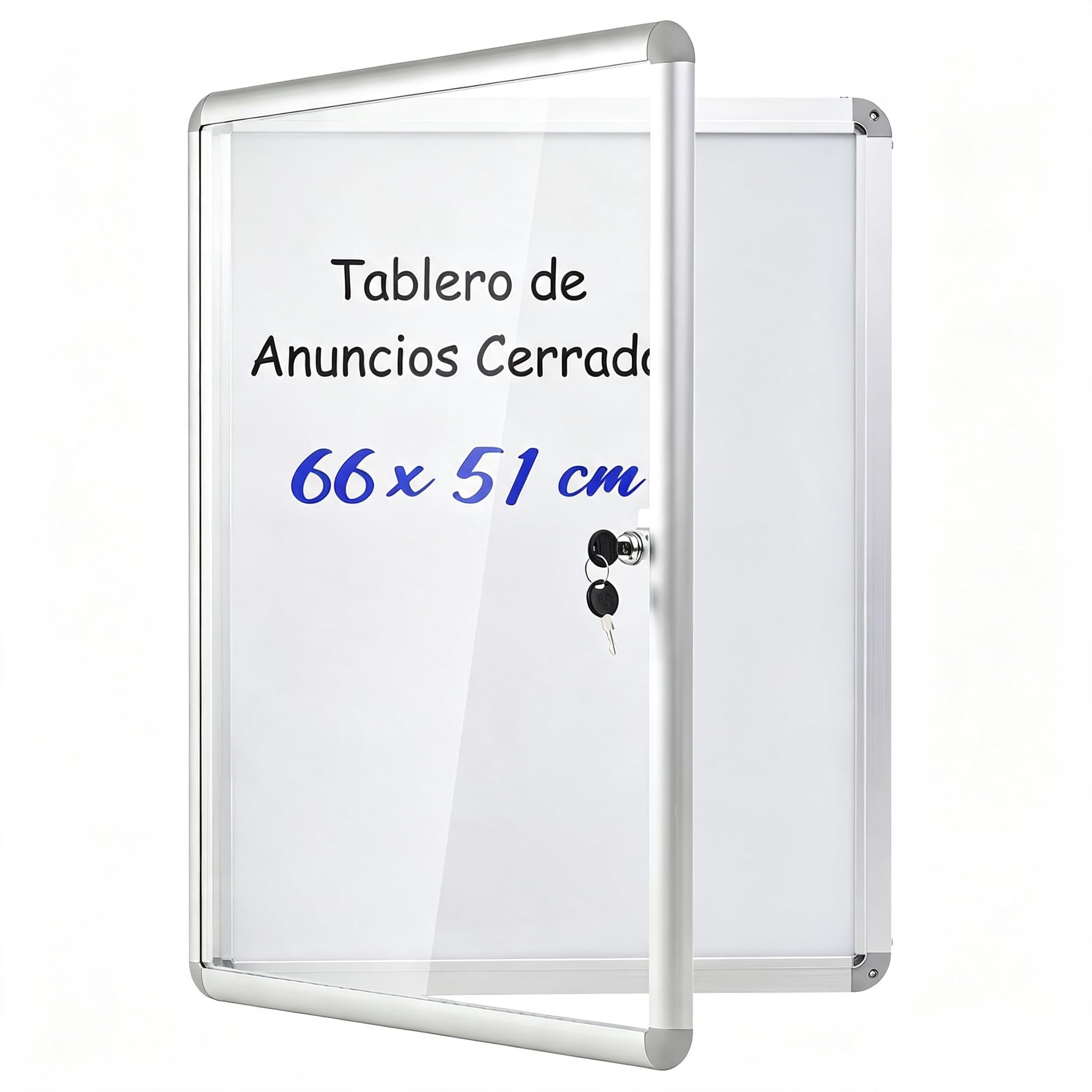 COSTWAY Tablón de Anuncios con 2 Llaves para 4 Hojas A4, Aluminio | Vertical/Horizontal, Boletín de Anuncios con Pizarra Blanca Magnética, Interior Oficina