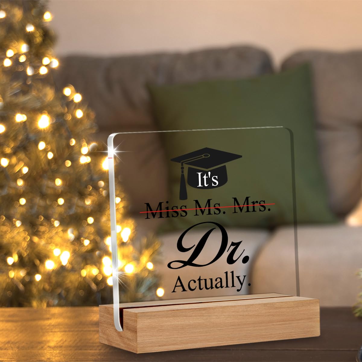 PhD Graduation Gifts for Her, Doctor Gifts for Women, Doctoral Degree Gift, It's Dr Actually Decorative Desk Acrylic Signs Plaque