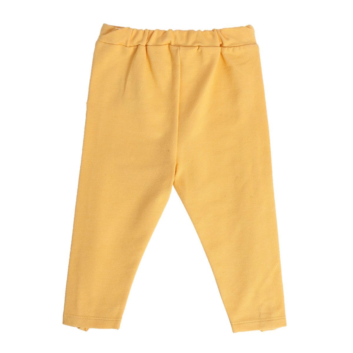 miniklub Baby Girls Adjustable Elastic Full Length Yellow Color Knit Jegging (18-24M) 1