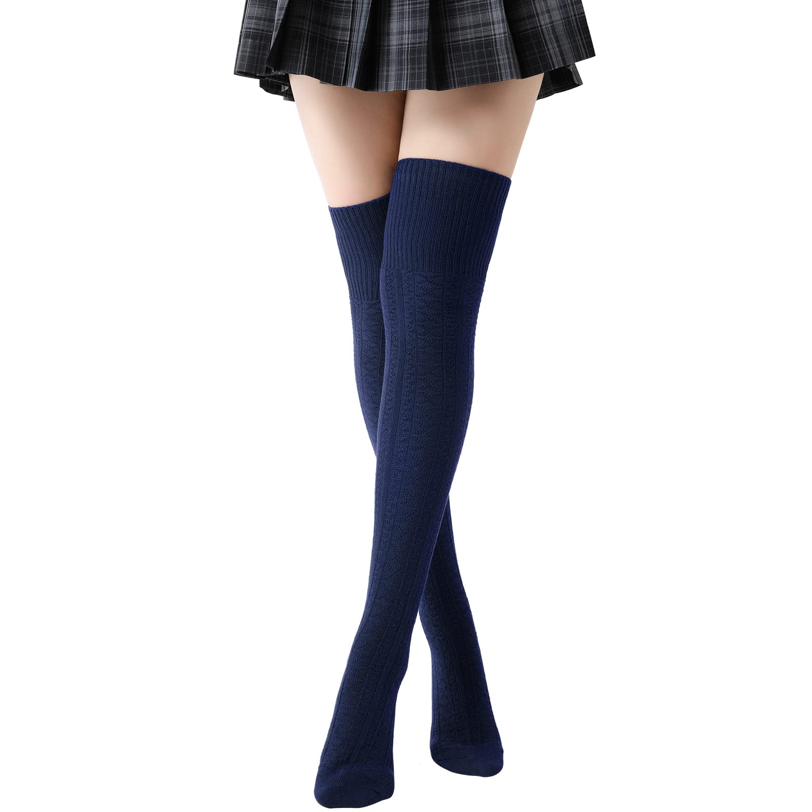 Kefiyis Kniestrümpfe Damen Overknee Strümpfe Lange Gestrickte Warme Socken Oberschenkelhohe Socken für Damen und Mädchen