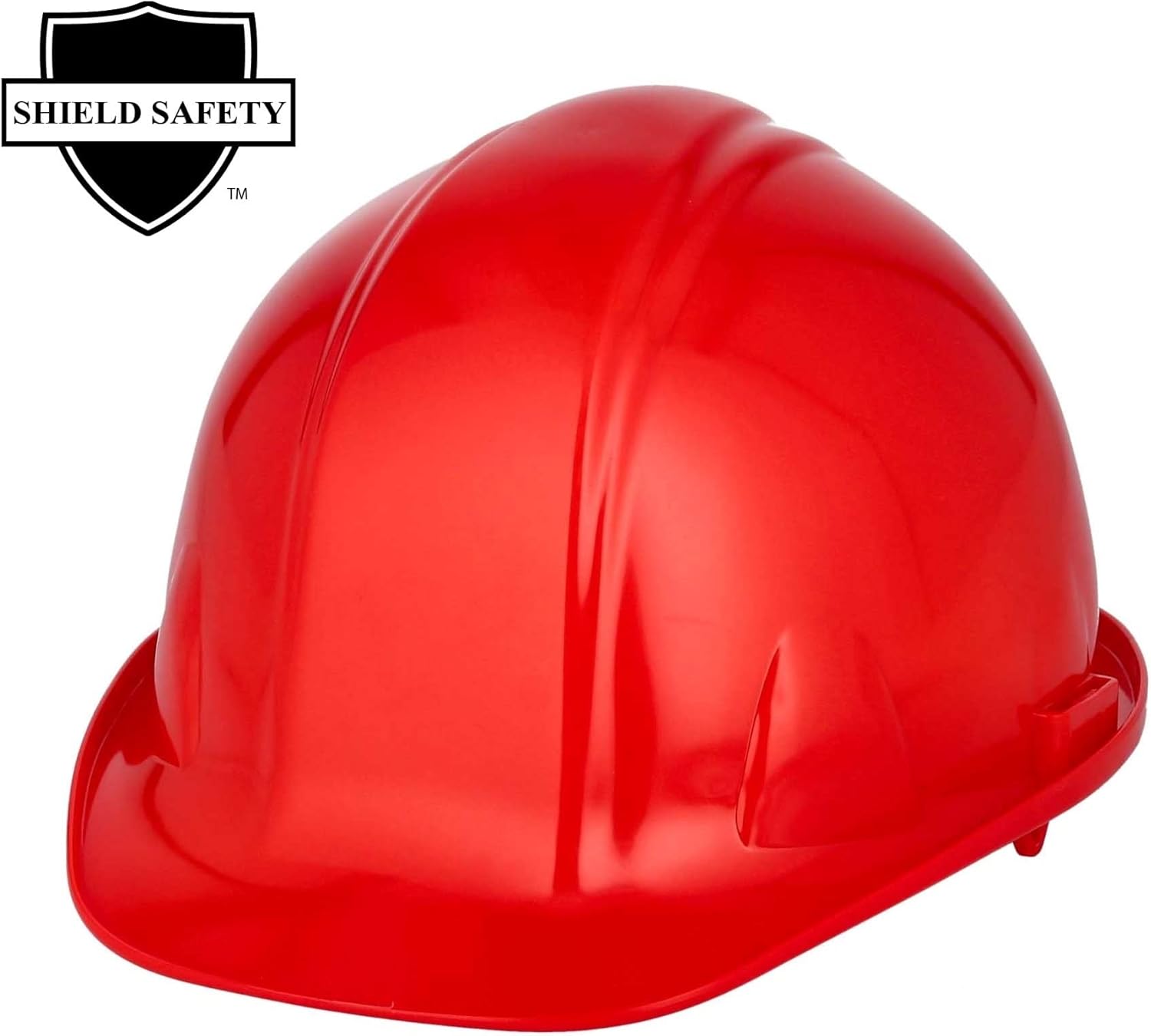 Hard Hat for Safety Construction Industrial Head Protection, Ridgeline Cap Style, Exceeds ANSI Z89.1, Ratchet Suspension, 2 PCS, Red