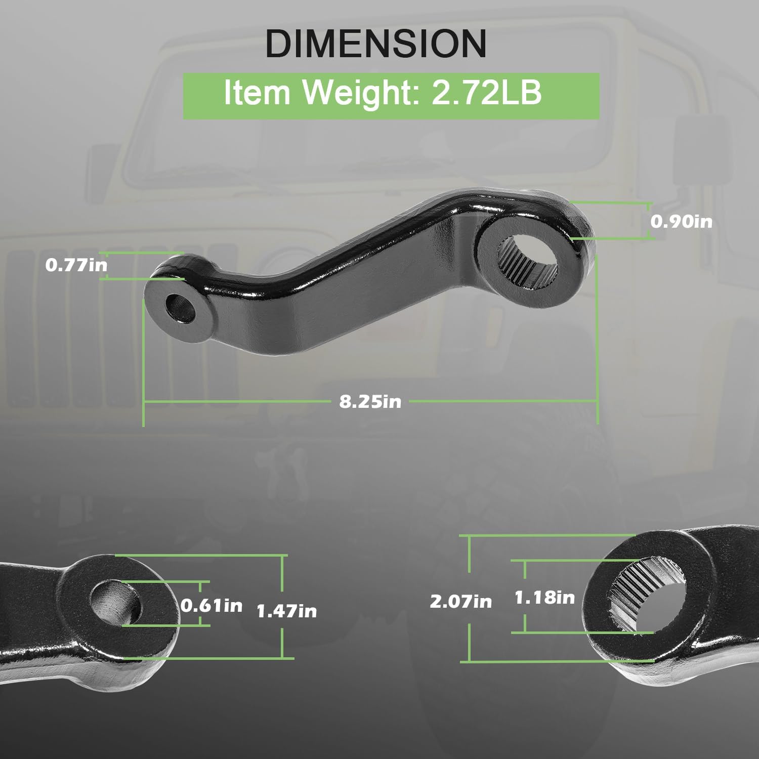 6605 Drop Pitman Arm for 84-01 Jeep Cherokee XJ & Comanche MJ, for 87-06 Jeep Wrangler YJ & TJ, Jeep Power Steering Drop Pitman Arm 6605