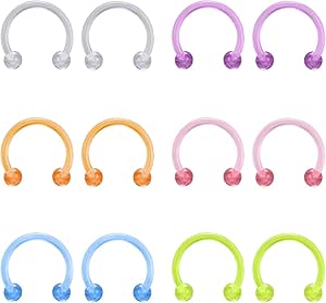 Retainer Per Piercing In Plastica 16G - Flessibile, Per Cartilagine, Naso, Labbro E Sopracciglia, Set Assortito - Foto 7