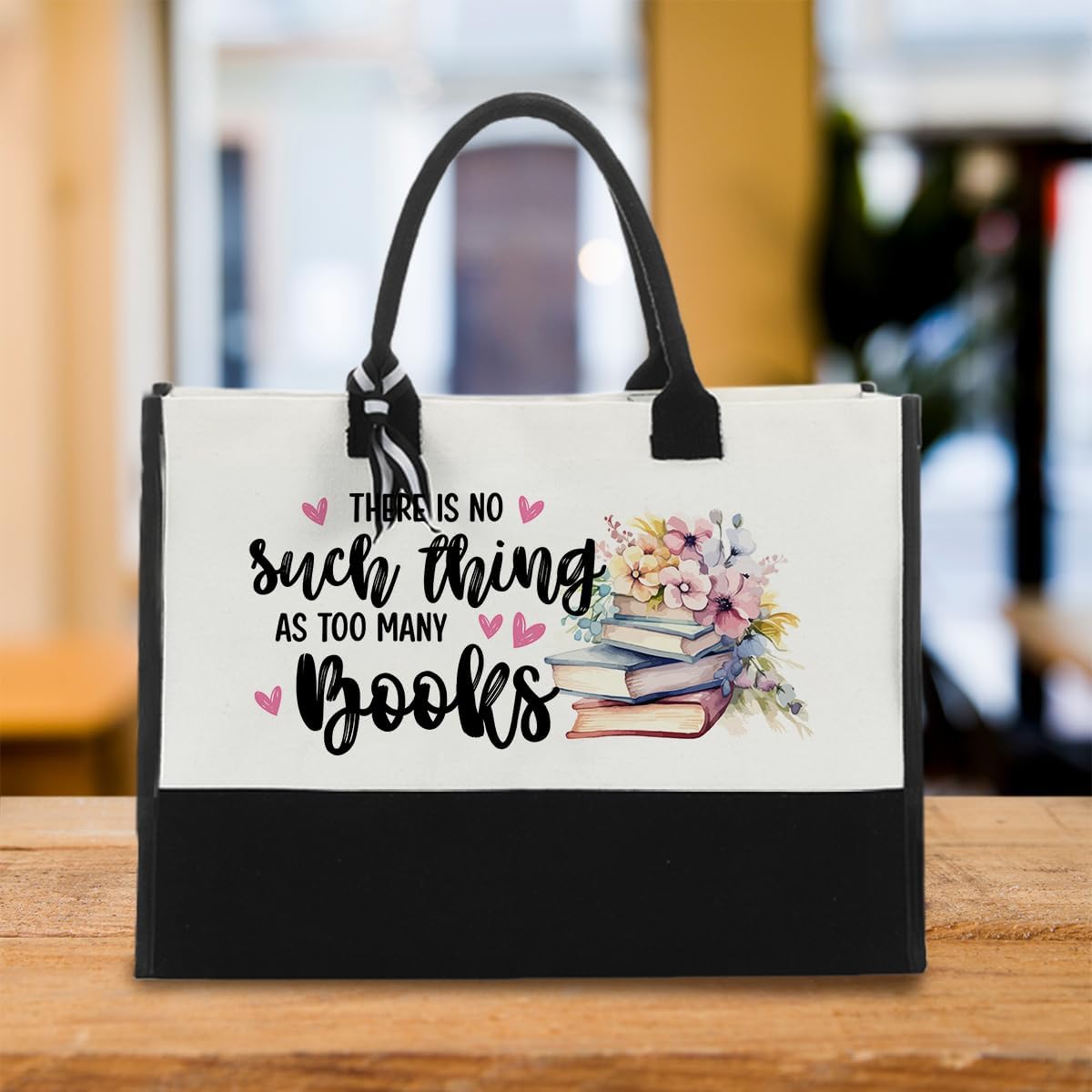 Book Tote Bag Book Lover Gifts Christmas Birthday Gifts for Women Teacher Books Lover Librarian Bookish Gift for Readers There Is No Such Thing As Too Many Books Tote Bag Travel Bags - Image 6