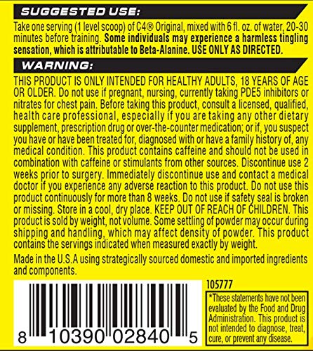 Cellucor C4 Original Pre Workout Powder Icy Blue Razz - Vitamin C For Immune Support - Sugar Free Preworkout Energy For Men & Women - 150Mg Caffeine Plus Beta Alanine Plus Creatine - 30 Servings #TOP7