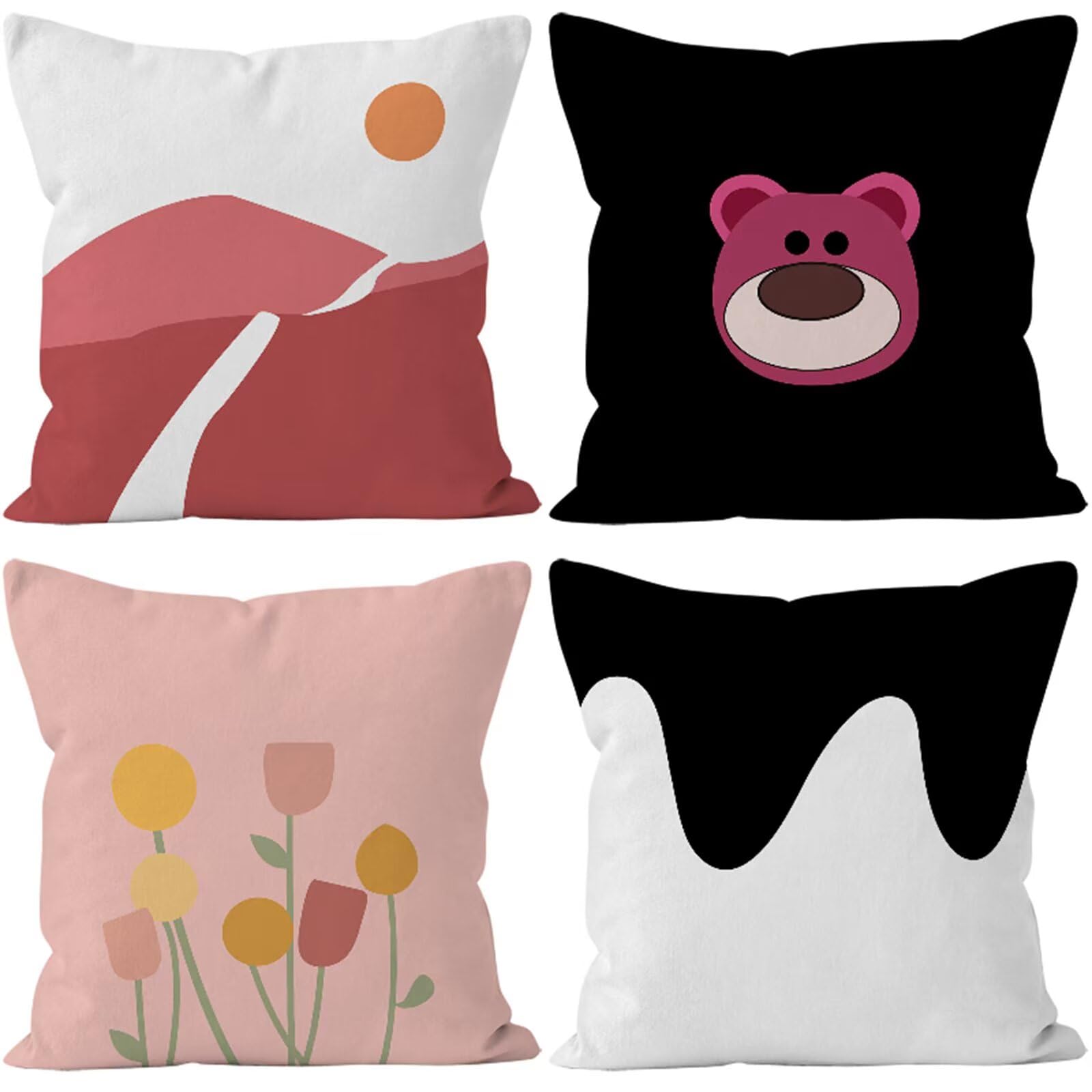 Juego de 4 Funda Cojin 80x80cm Fundas Cojines Sofa Sencillo Doble Cara Suave Cojines Exterior Impermeable Nórdico Cuadrado Funda de Almohada para Sofá Coche Cama Sillas Cojines Decorativos S-7291