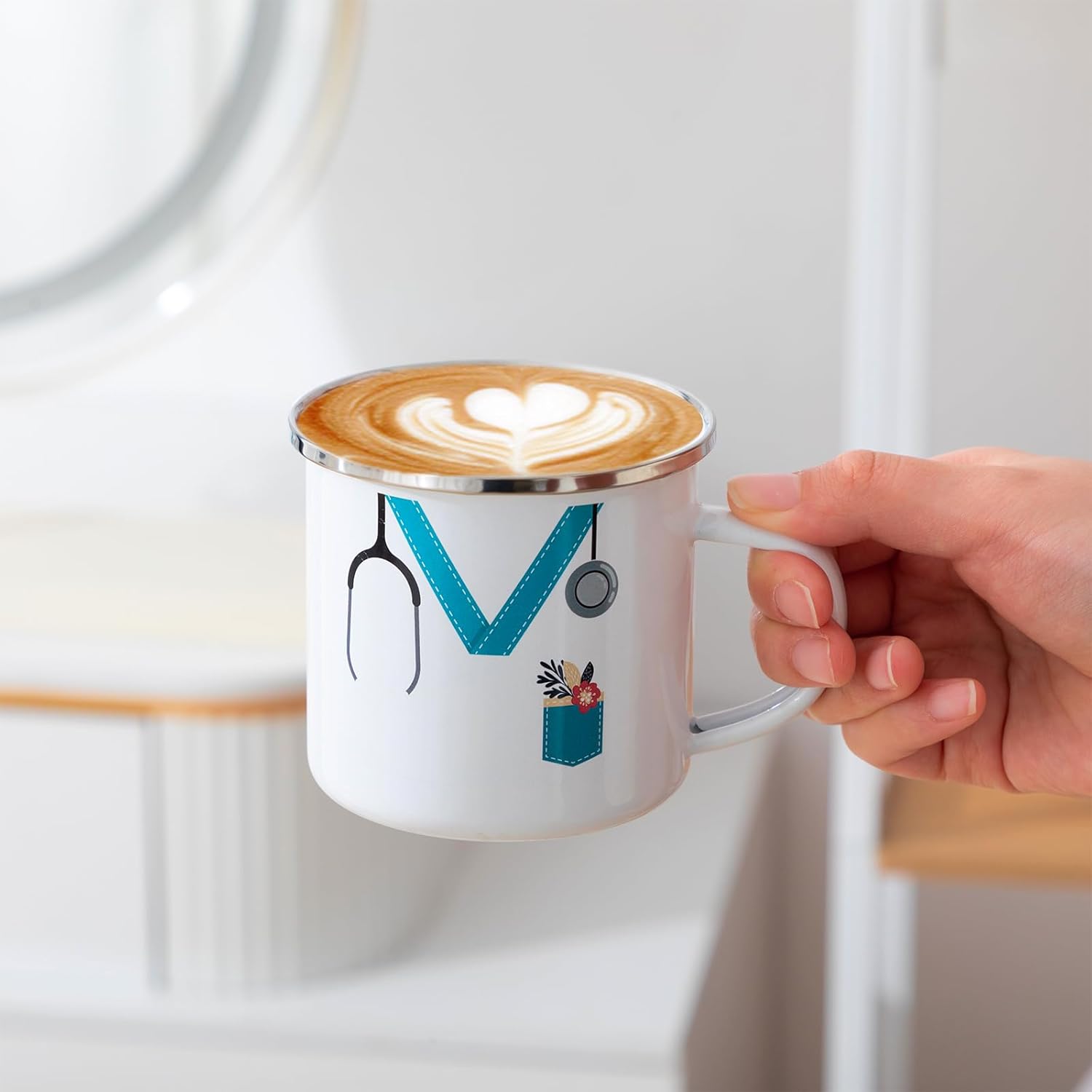 Hushee Nurse Appreciation Gifts Mug Bulk 12oz Coffee Mugs with Handle Motivational Cup Enamel Tumbler Nurse Practitioner Week Gift for Nursing Doctor Valentines Care Favor(Cute Color,2 Pcs)