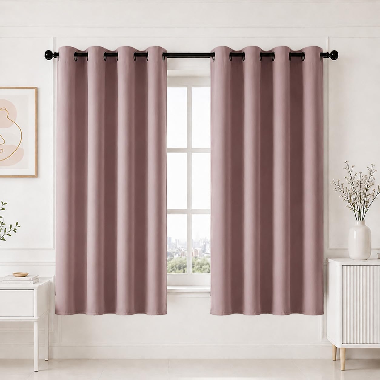 HOMEMONDE Premium Blackout 6 Feet Curtain for Window - Noise Reduced and Fade Resistant Blackout Curtains, True Room Darkening Drapes for Living Room, Bedroom Single Pcs, (Lavender, 182 x 118 CM)
