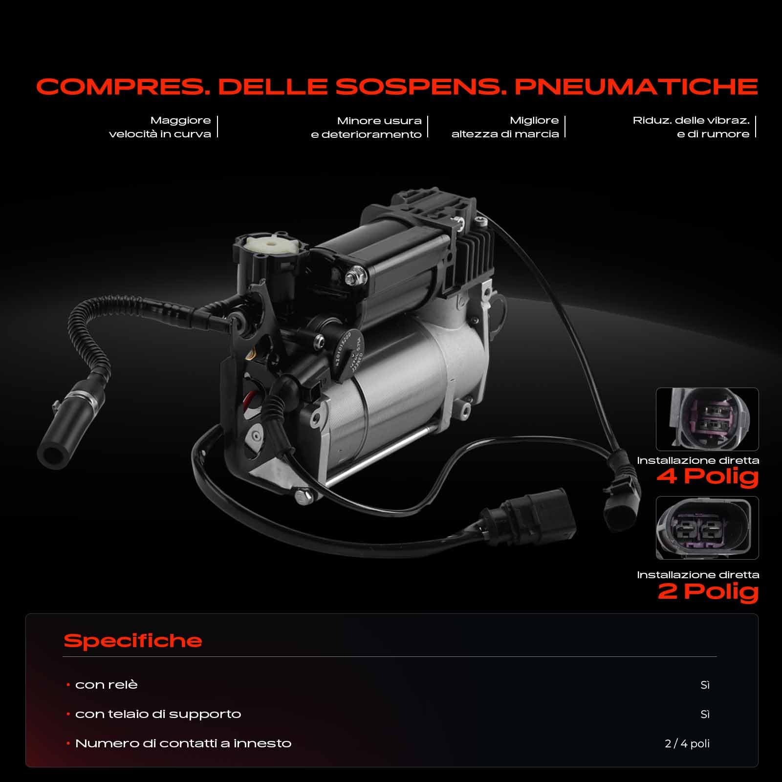 Frankberg Sospensioni pneumatiche Compressore Compatibile con Q7 4LB 3.0 TDI quattr.o 3.6 FSI quattr.o 3.0 TFSI quattr.o 4.2 TDI quattr.o 4.2 FSI quattr.o 6.0 TDI quattr.o 2006-2015 CD-7736,4L0698007A