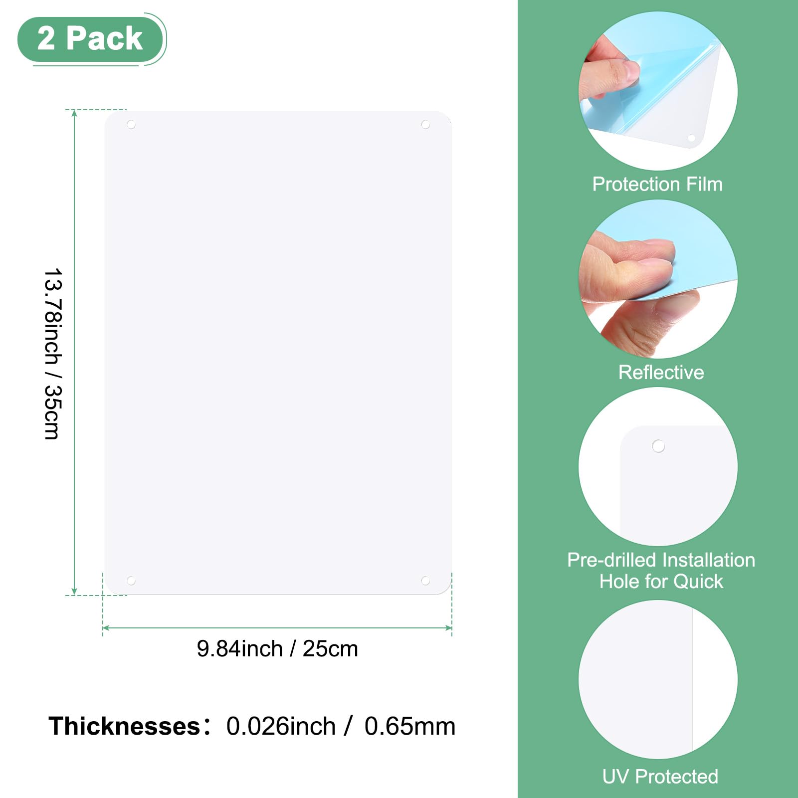 M METERXITY 2-Pack White Blank Metal Signs 10x14 Inch Painted Aluminum Sheet Reflective UV Protected Blank Custom Sign for Crafts/Yard/Garden/Outdoors/Indoor Thick 0.03 Inch - Image 3