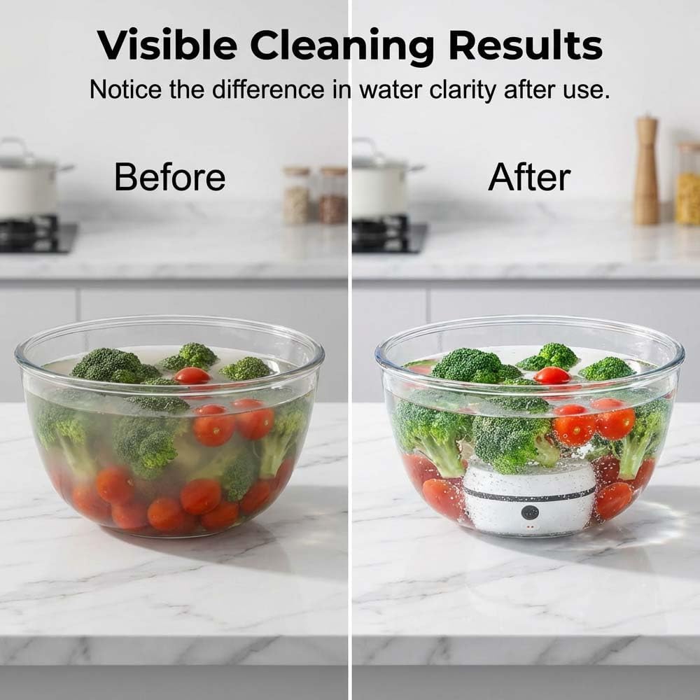 Fruit and Vegetable Cleaner Machine, Titanium Electrolysis Produce Purifier Wireless Waterproof Food Cleaner for Fruits Vegetables Meat Seafood (White)