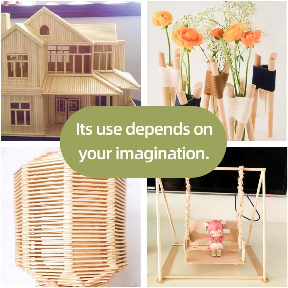 Image of Round 30cm Long and 8MM Thick 16pc Wooden Dowels Sticks for Crafts, Cake Dowels, Home Decor, DIY Projects, and Much More (30cm x 8mm, 16pc)