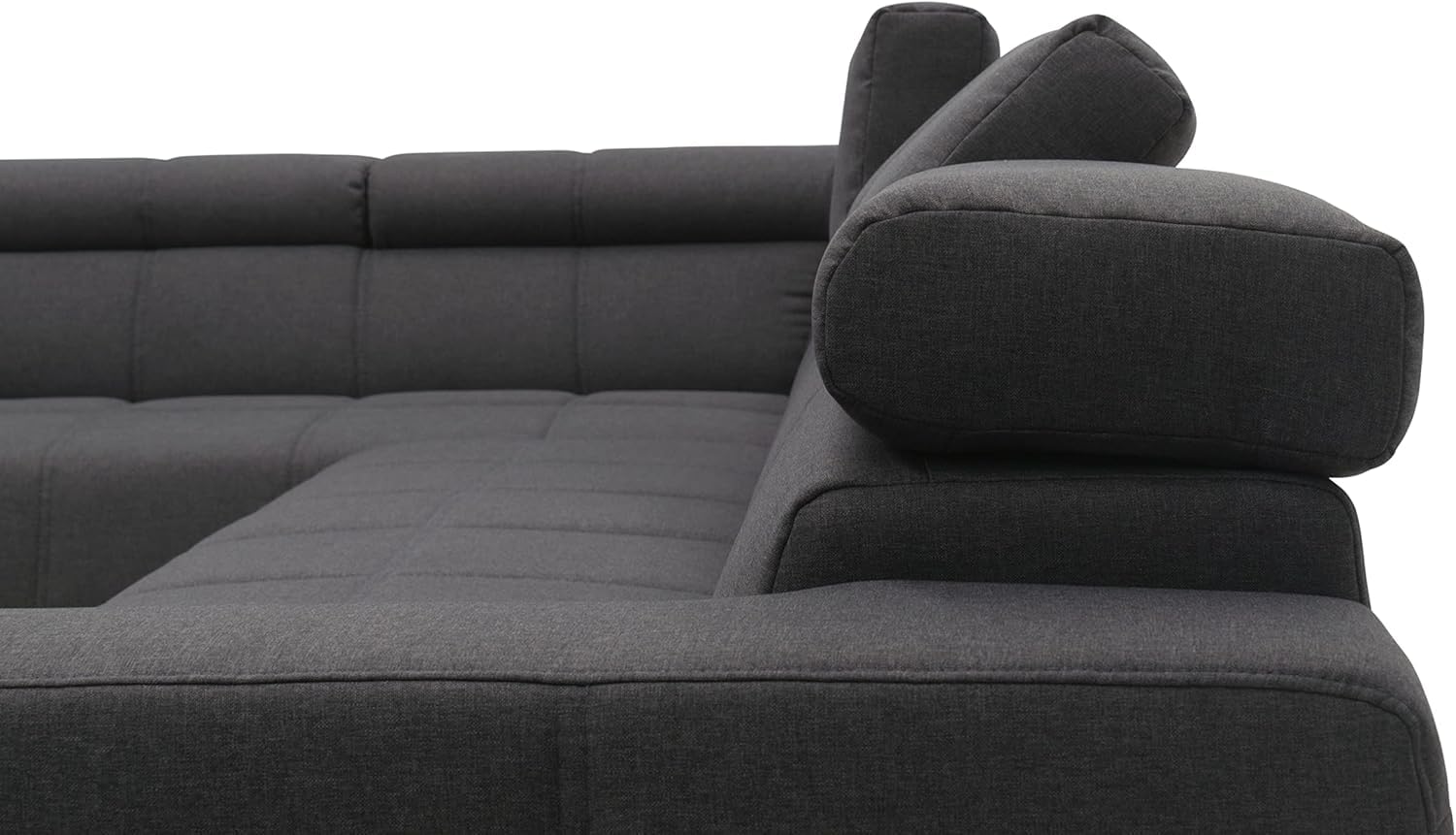 DOMO. collection Divano Brandon, paesaggio con schienale a forma di U, angolo imbottito, 359 x 228 x 80 cm (larghezza x profondità x altezza), grigio scuro