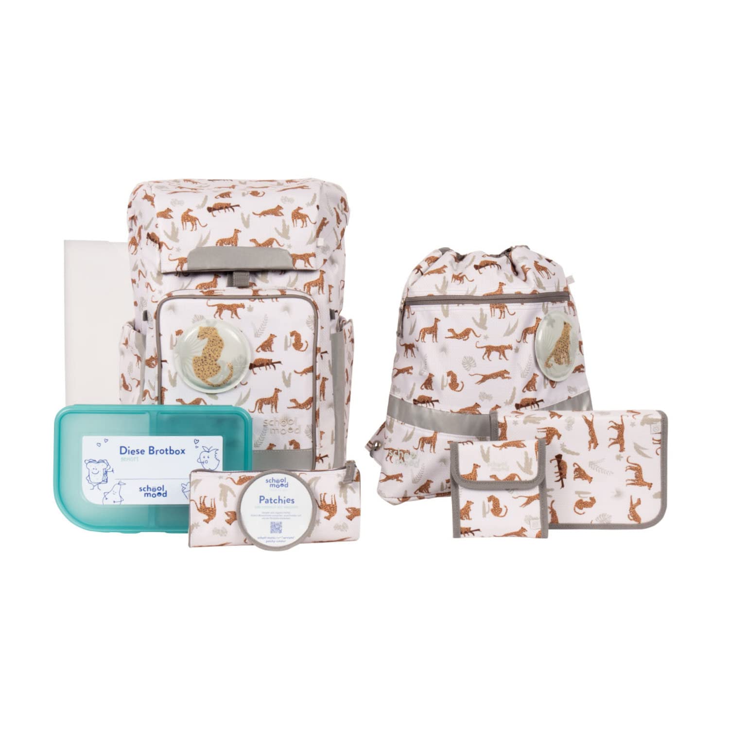 SCHOOL-MOOD Rebel Nordic Collection Schulranzen-Set 8-teilig Leopard