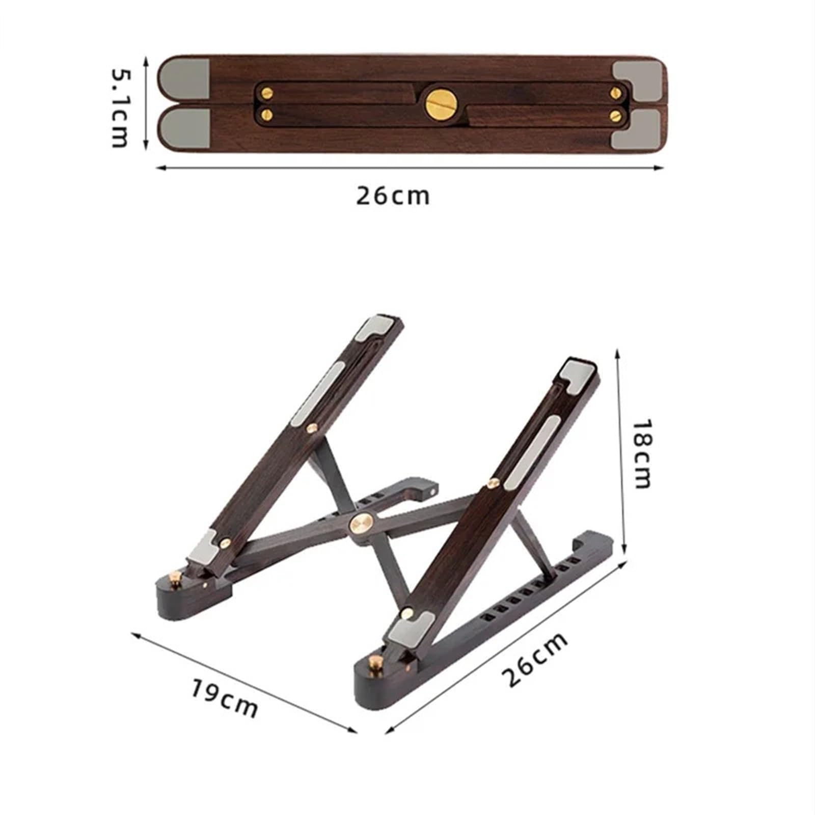 Supporto PC Portatile Supporto for laptop in legno pieghevole 8 livelli supporto for notebook portatile regolabile in altezza for computer 11-17'' per Scrivania(Zelkova)