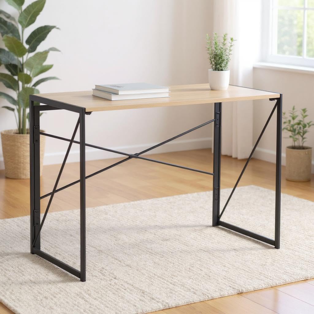 FurnitureR Tables pour Formation, Desk D'étude Polyvalentes pour Ecoles, Table Pliante Efficace, Cadre en MDF et Métal, Pas de Montage Nécessaire, 100 x 50 x 75cm, Oak