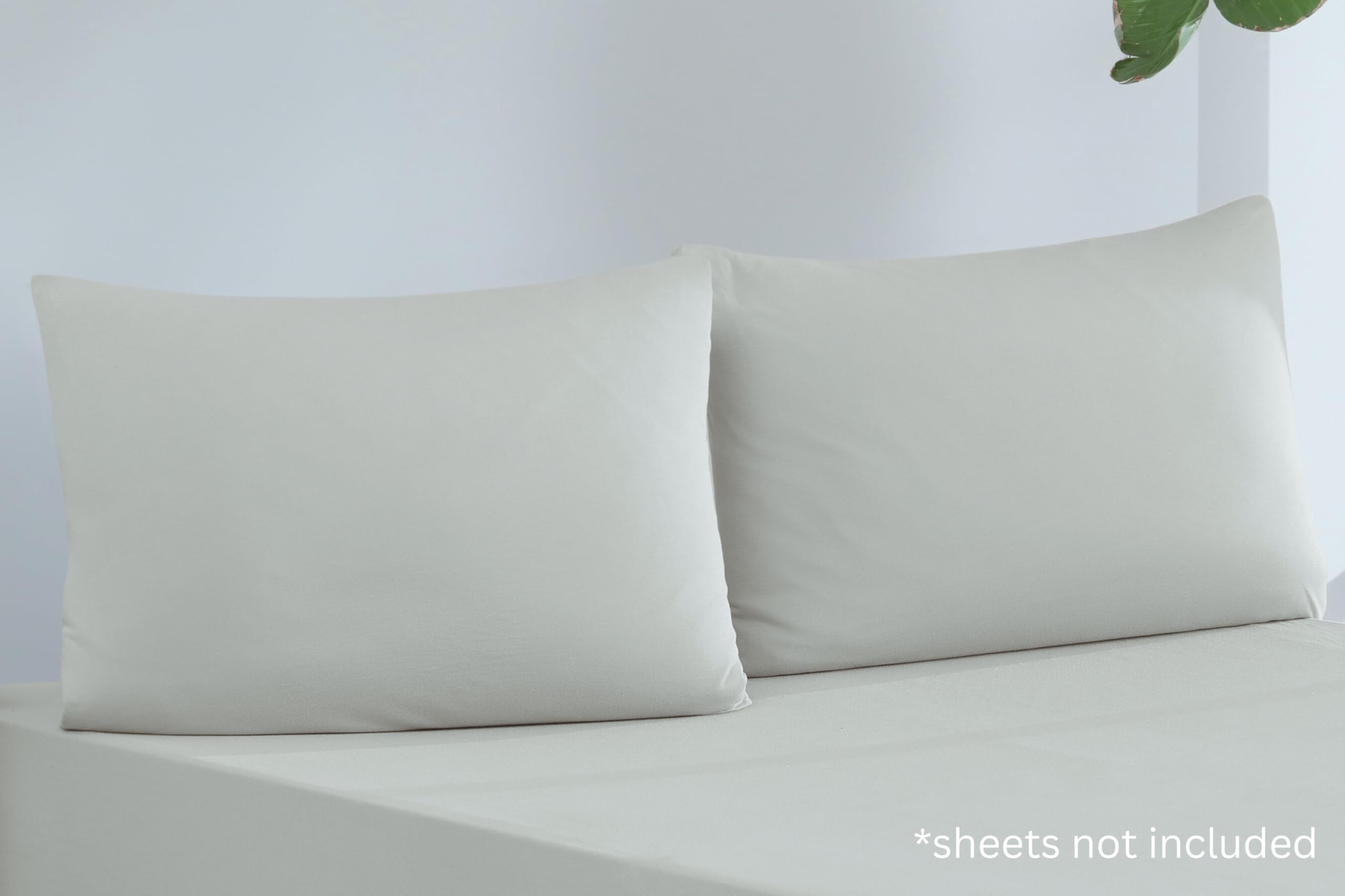 Juego de 2 fundas de almohada 100 % algodón de jersey, extrasuaves, de fácil ajuste, cómodas (tamaño estándar/Queen, 50,8 x 76,2 cm, gris)