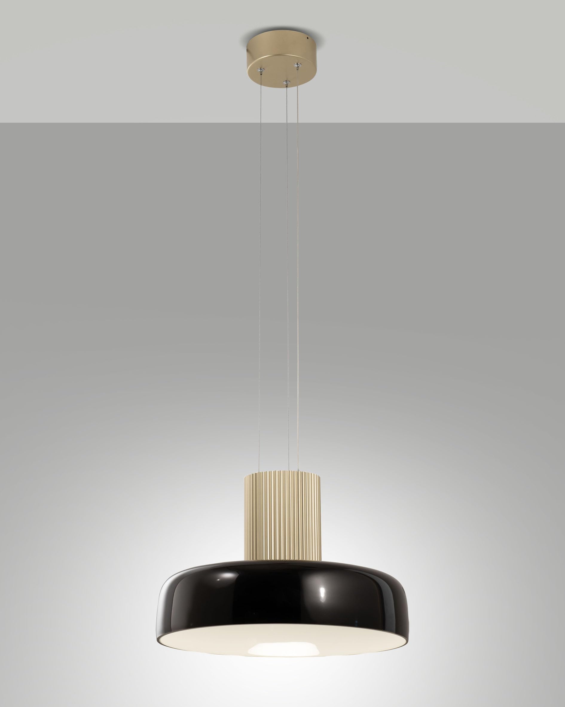Lunar LED Pendant Light 26 W 3150 lm CCT 2700 K/3000 K/4000 K, Metal Frame and Blown Glass, Step-Dimmable, Black
